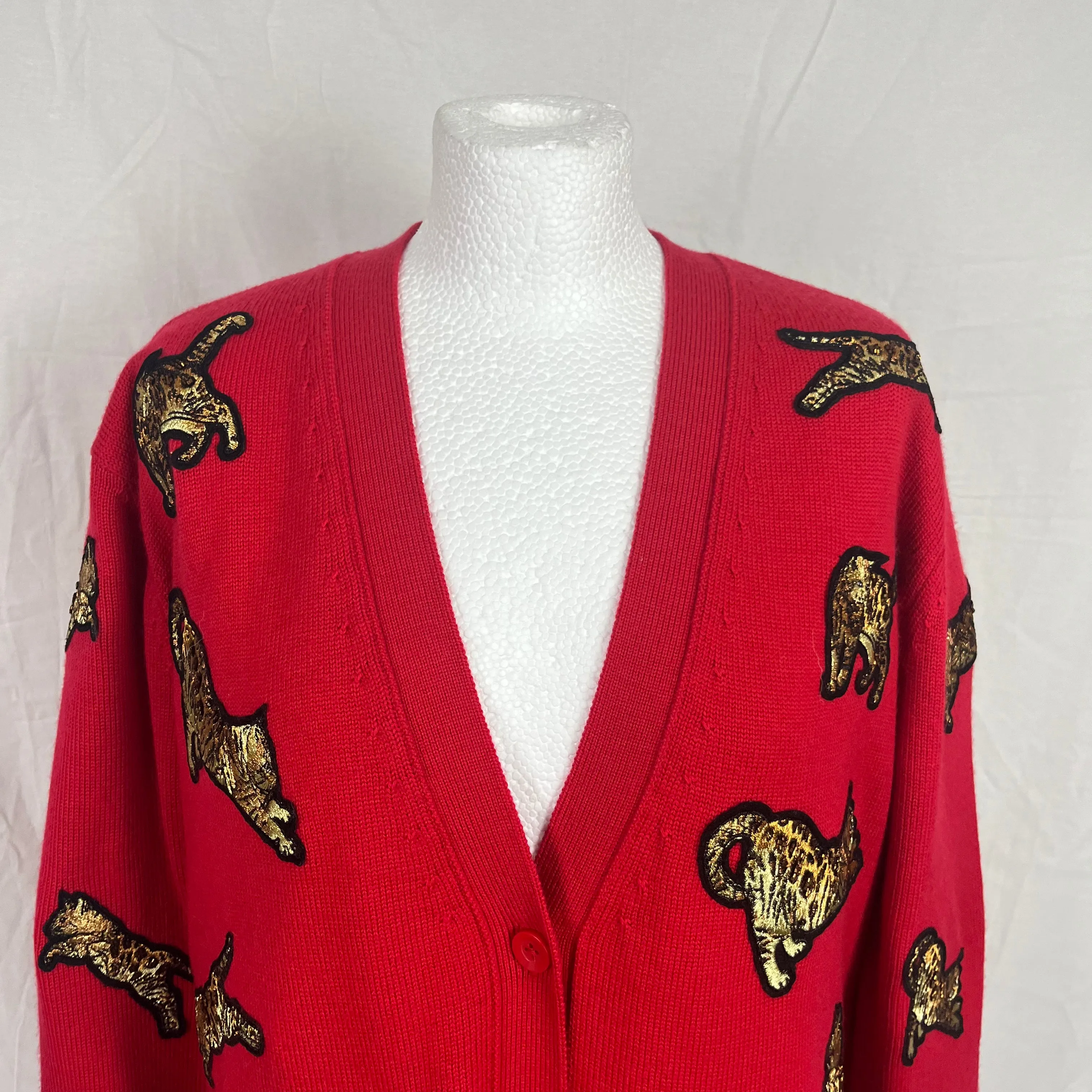Brand New Alice & Olivia Red Bengal Cat Cardigan - Size Small - $550