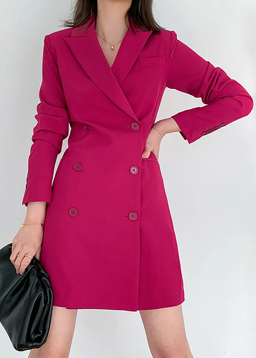 Beatrice Claret Double Breasted Fit & Flare Blazer Dress
