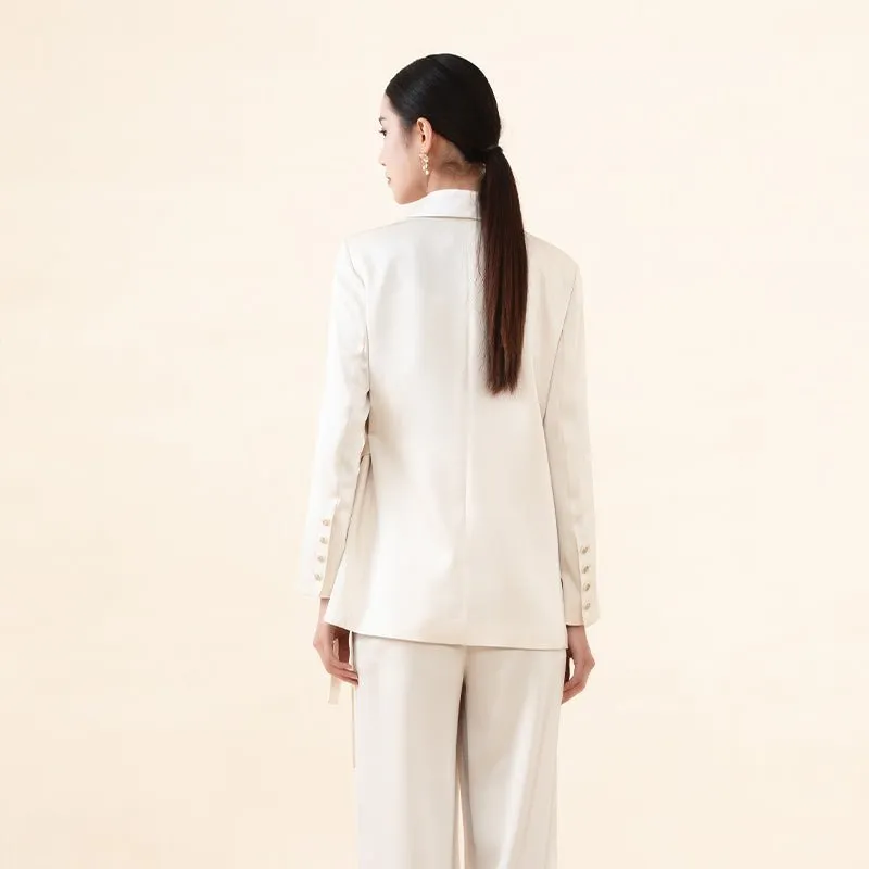 Beige Suit Blazer With Belt