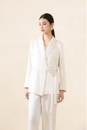 Beige Suit Blazer With Belt
