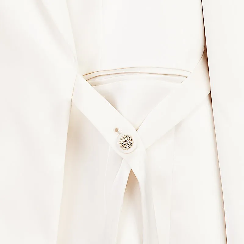 Beige Suit Blazer With Belt