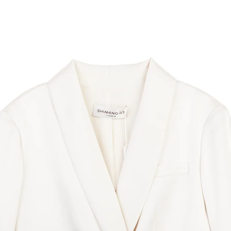 Beige Suit Blazer With Belt
