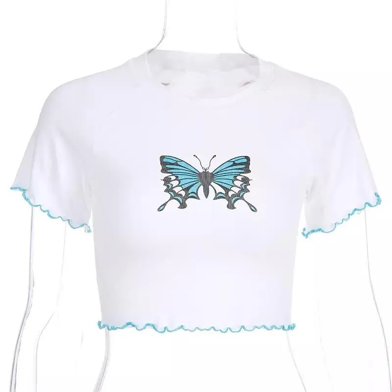 Butterfly Ruffled Crop Top 🦋