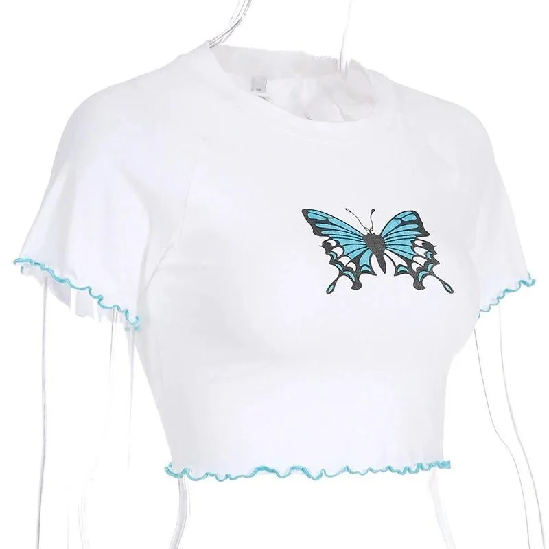 Butterfly Ruffled Crop Top 🦋