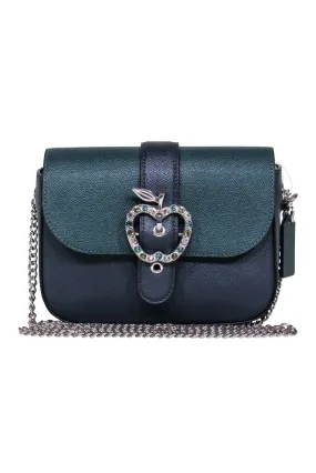 Coach - Green & Navy Foldover Apple Buckle w/ Chain Strap Crossbody Bag