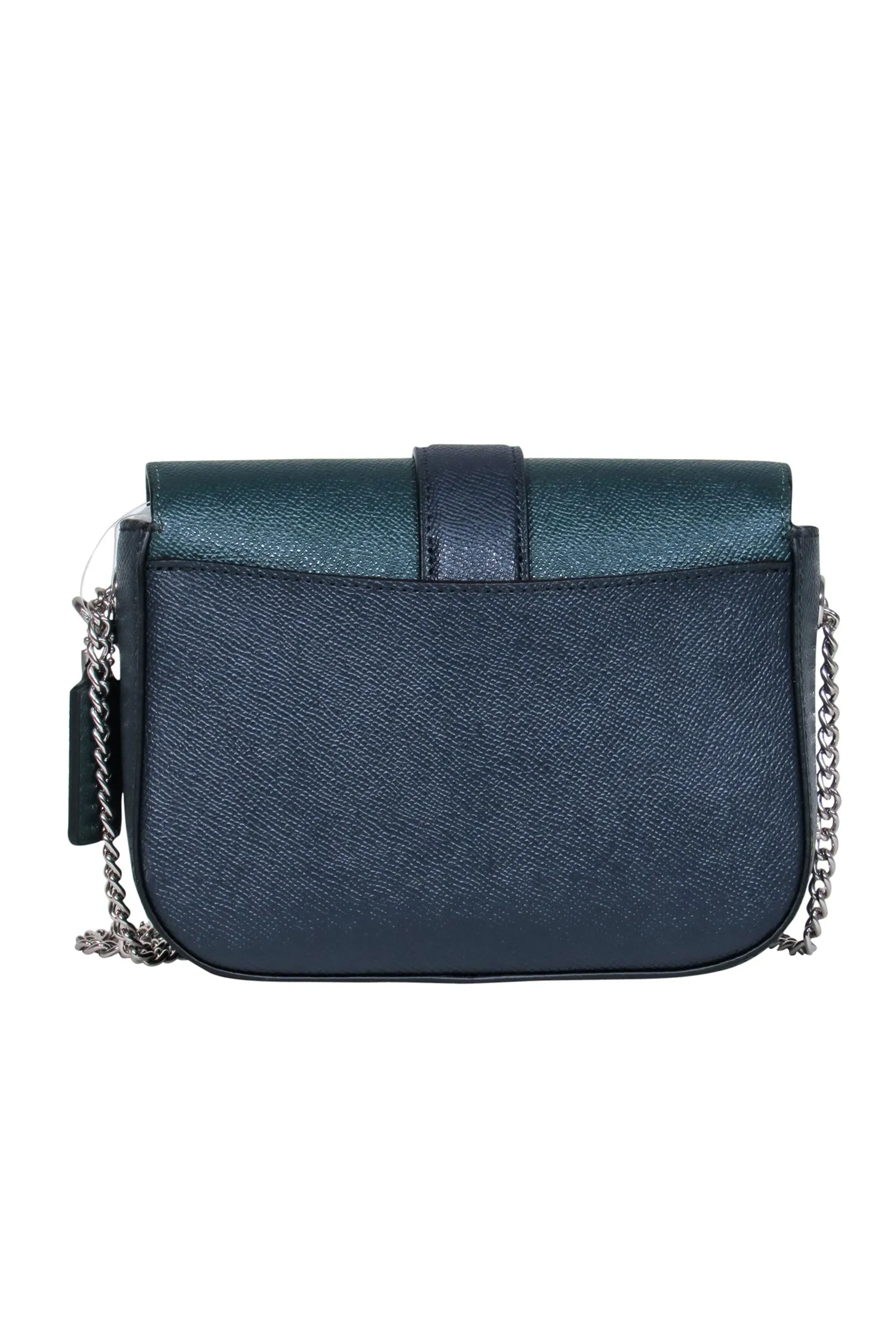 Coach - Green & Navy Foldover Apple Buckle w/ Chain Strap Crossbody Bag