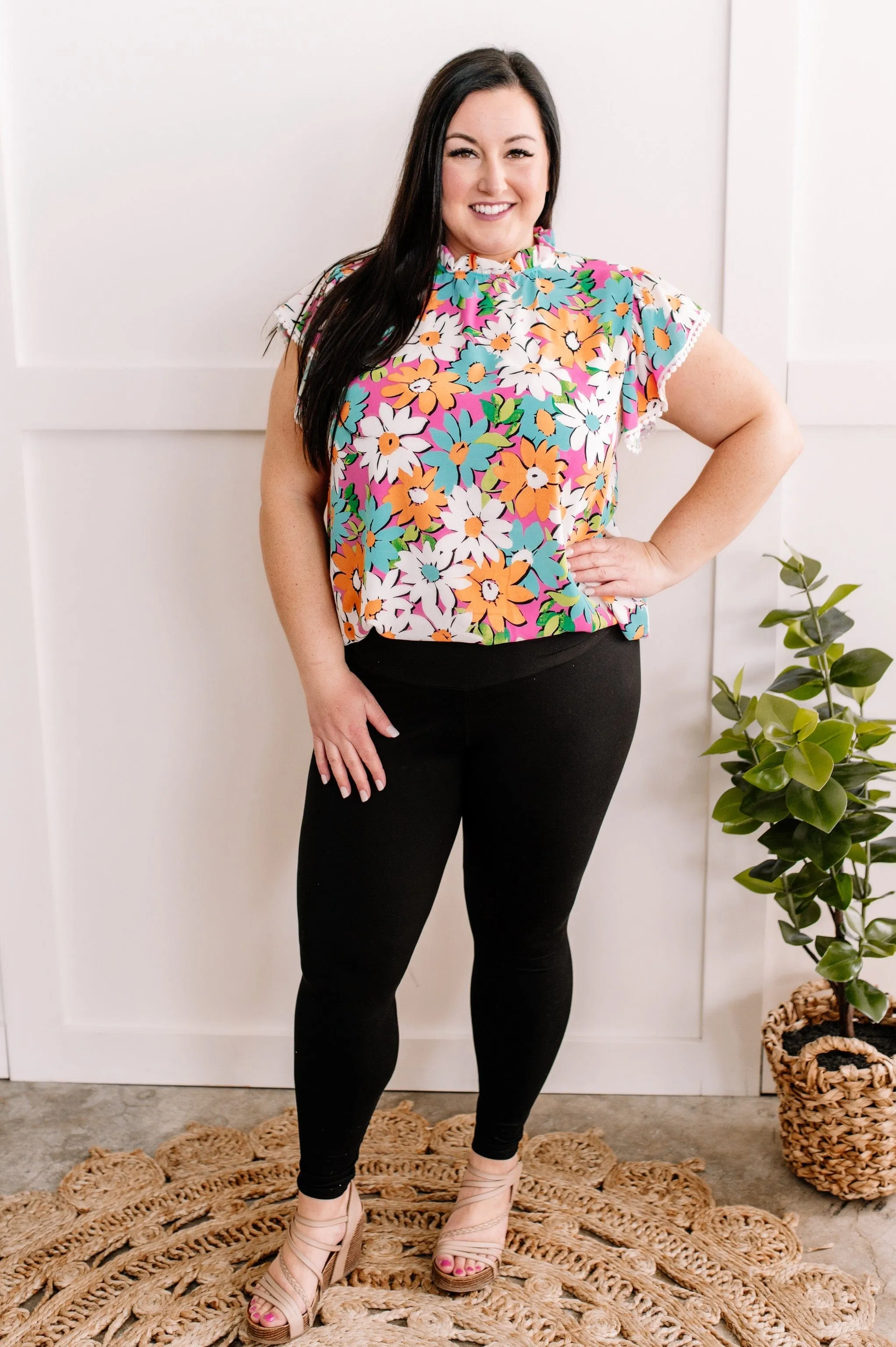 Daisy Disco Flutter Sleeve Top