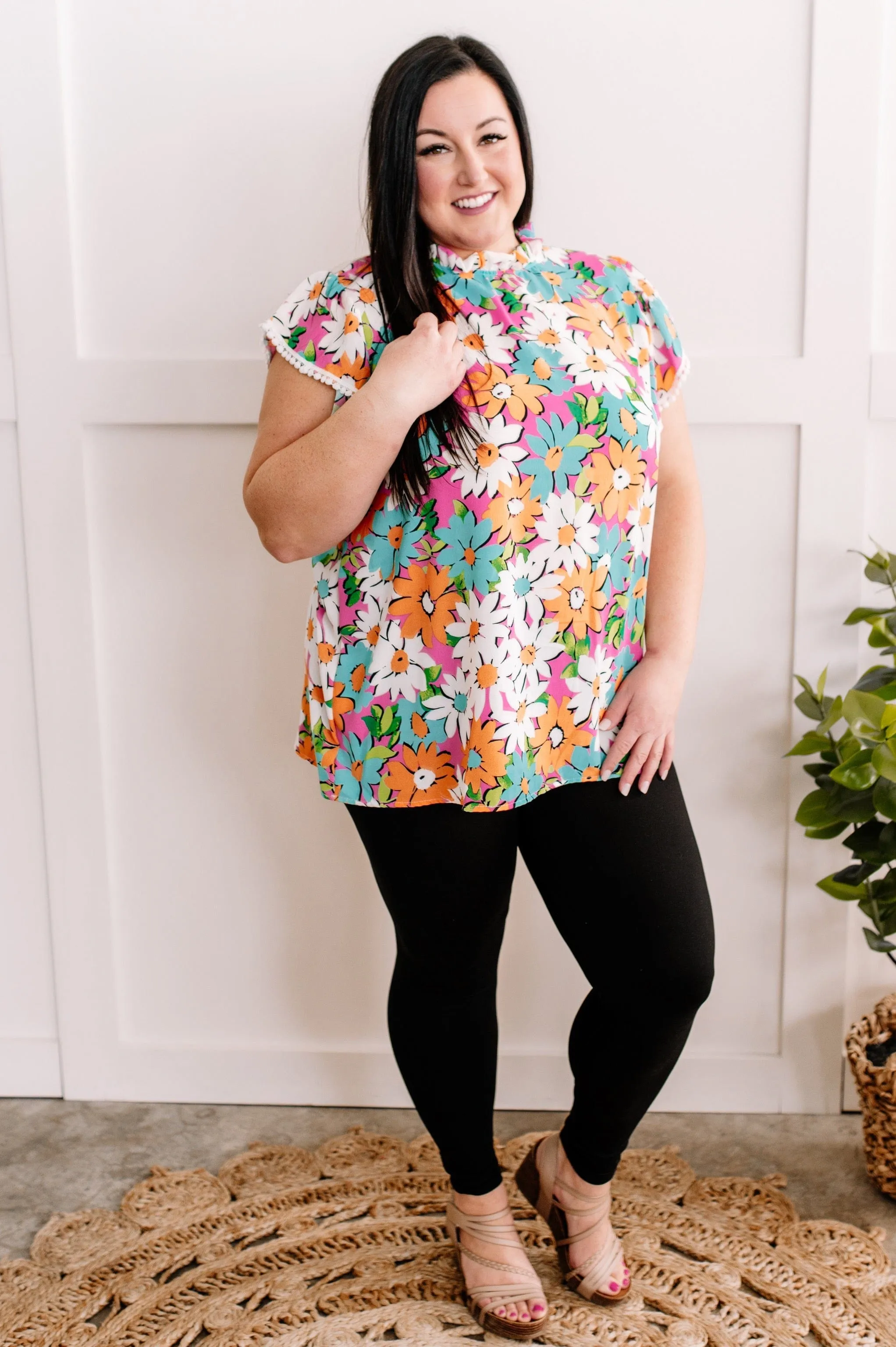 Daisy Disco Flutter Sleeve Top