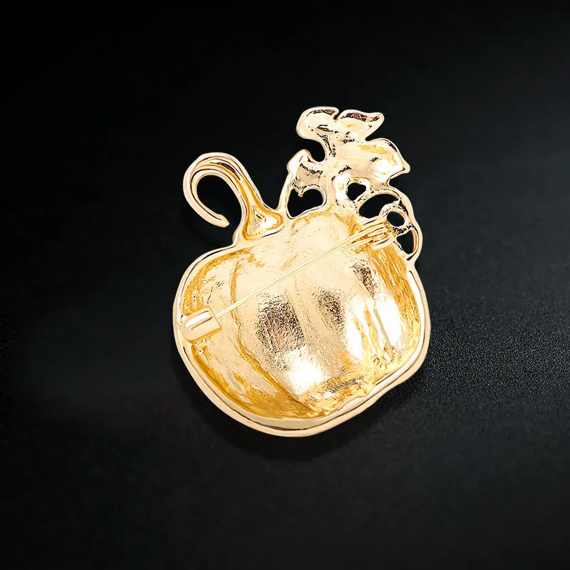 Halloween Rhinestone Pumpkin Brooch Badge Pin Jewelry Corsage Clothing Backpack Accessories LJH18