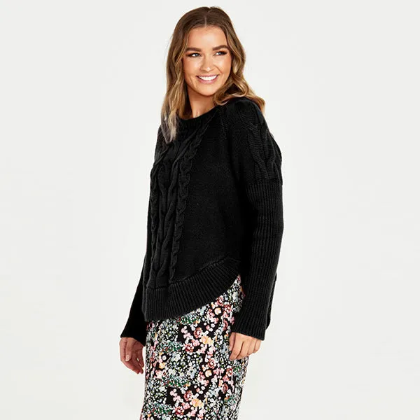 Jacinta Cable Knit Jumper - Black