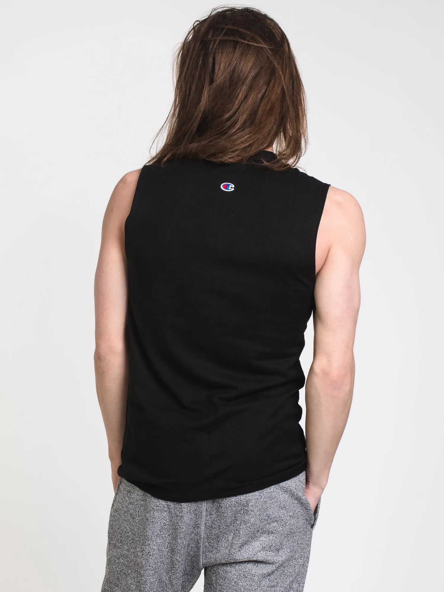 MENS SCRIPT MUSCLE TANK - BLACK - CLEARANCE