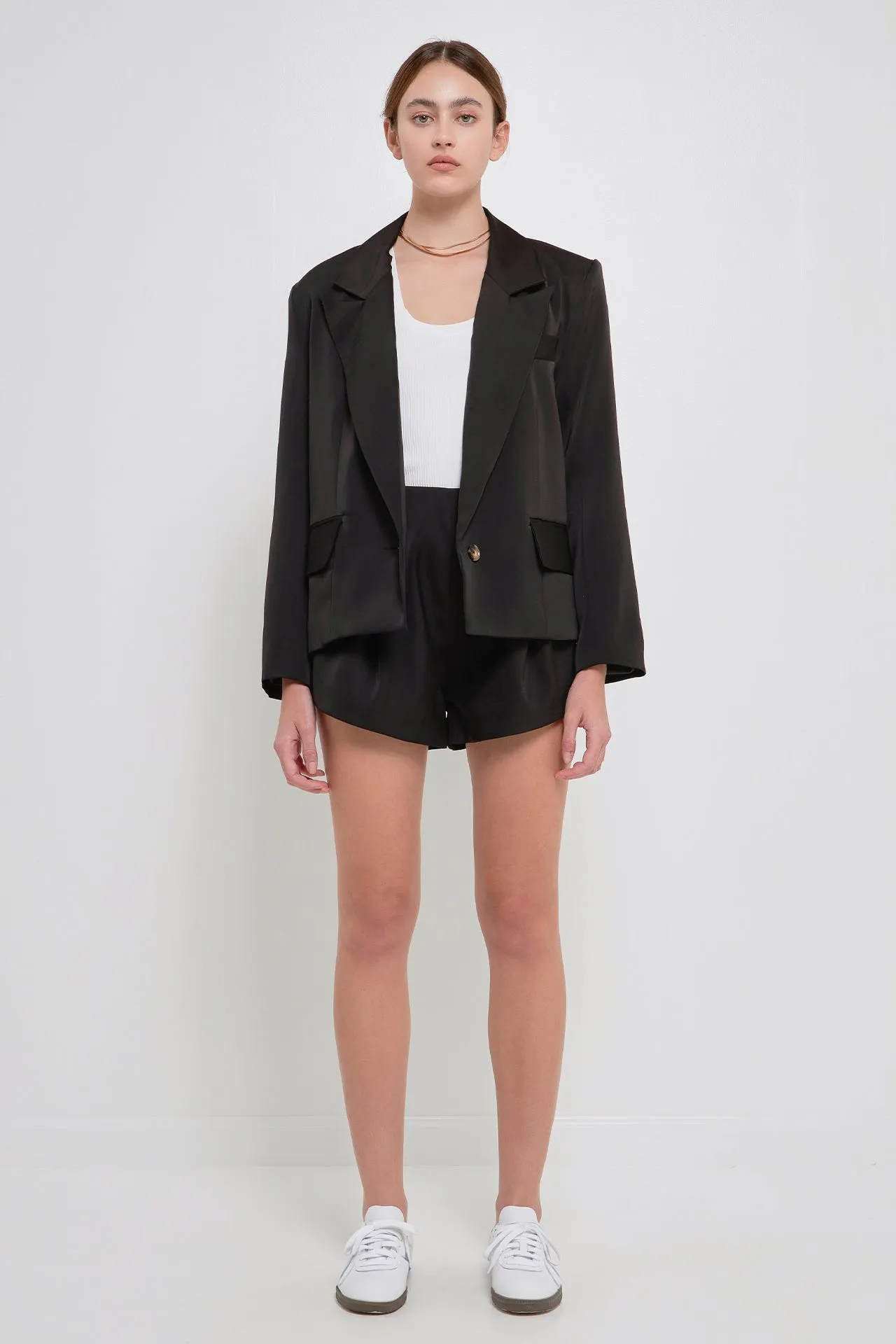 One Button Satin Blazer