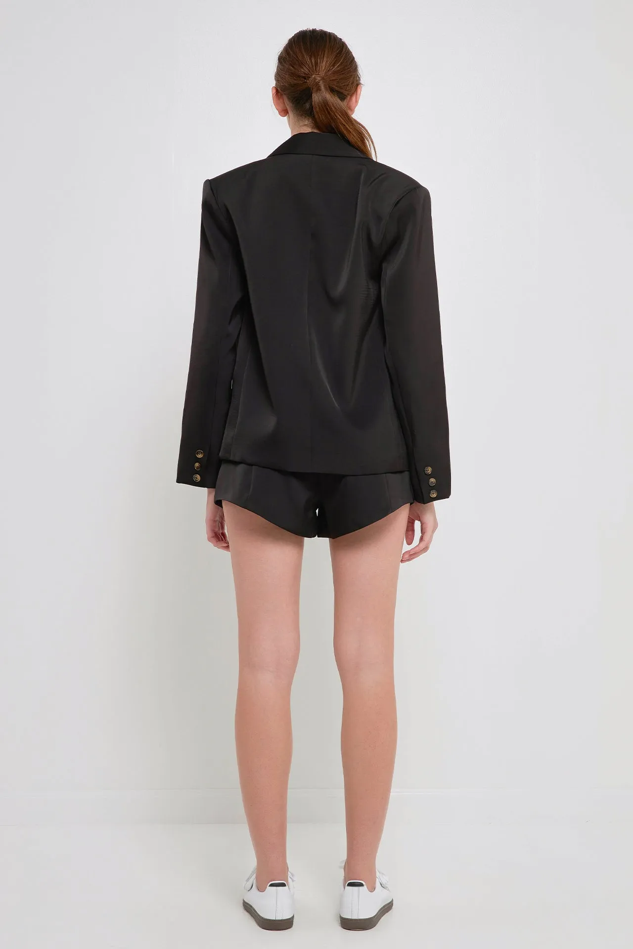 One Button Satin Blazer