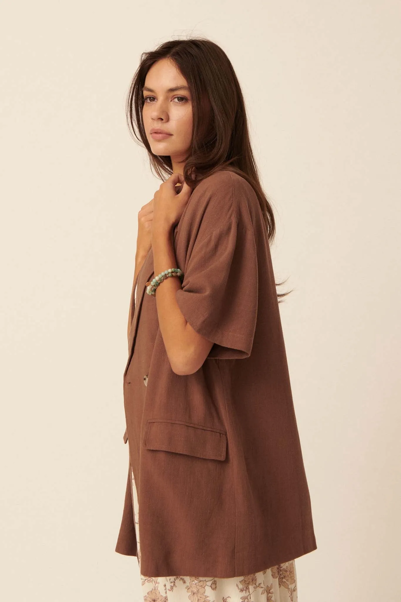 Right on Time Oversized Short-Sleeve Blazer