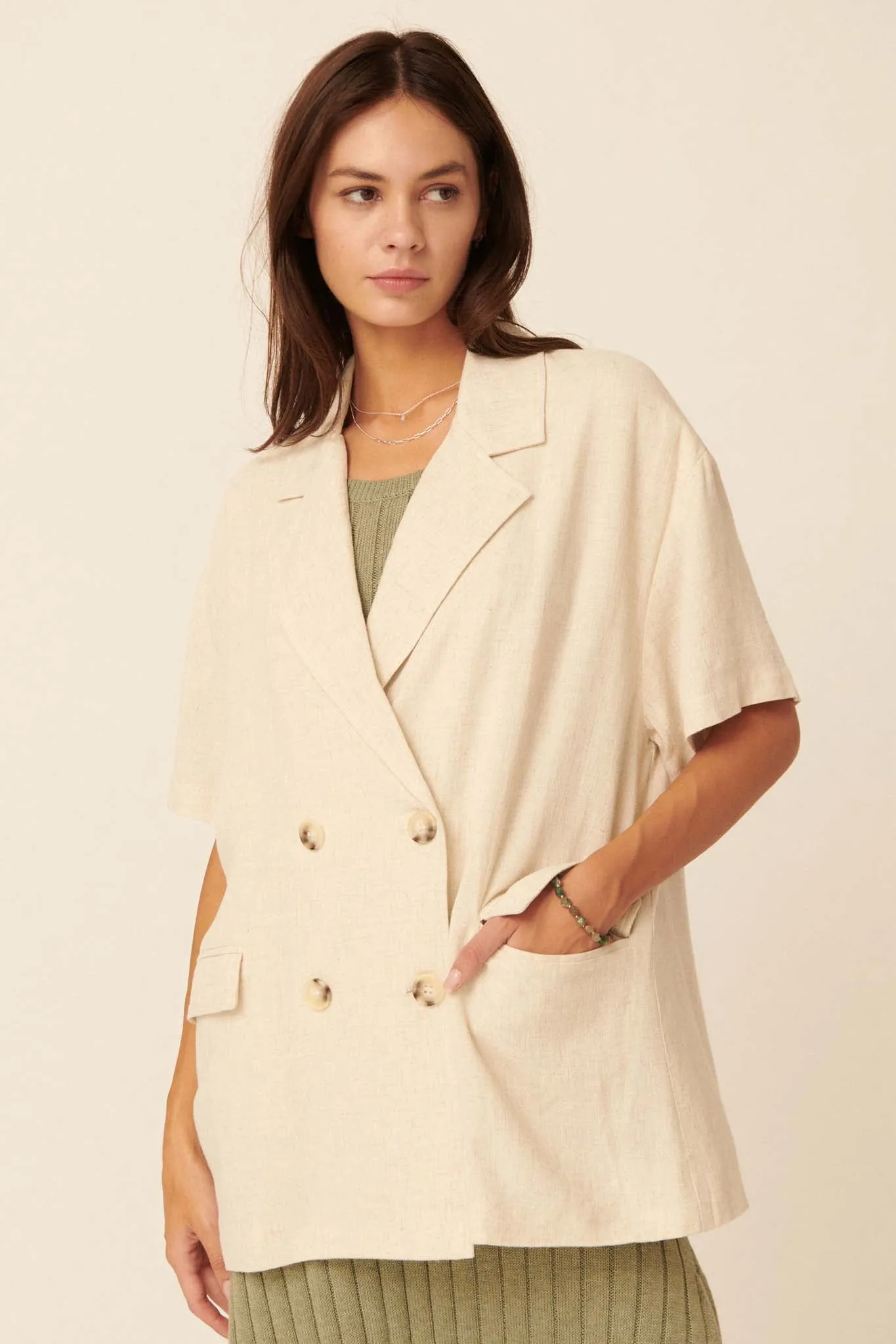 Right on Time Oversized Short-Sleeve Blazer