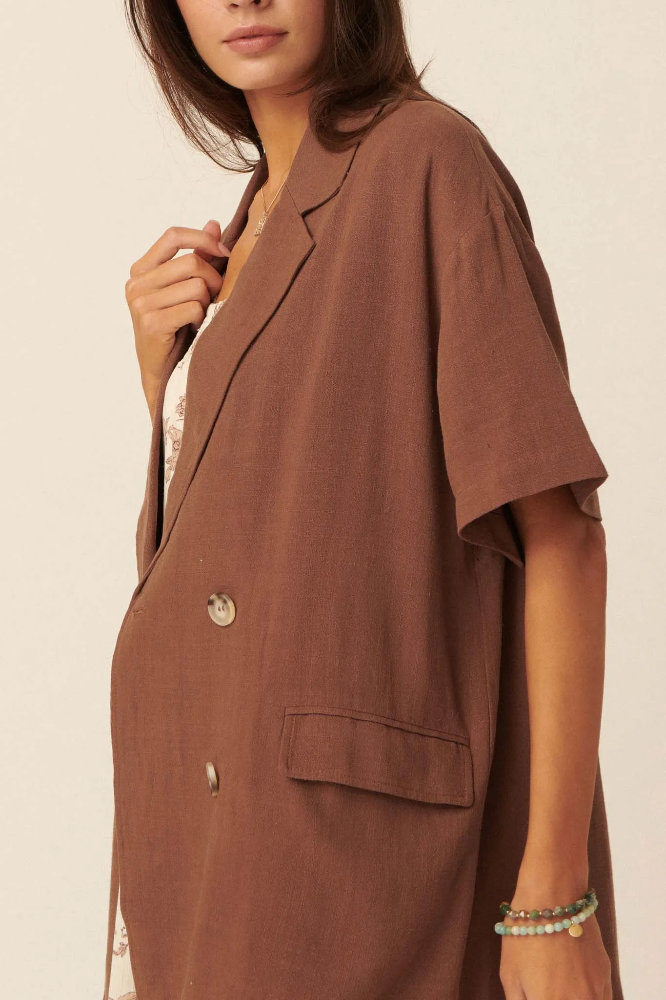 Right on Time Oversized Short-Sleeve Blazer