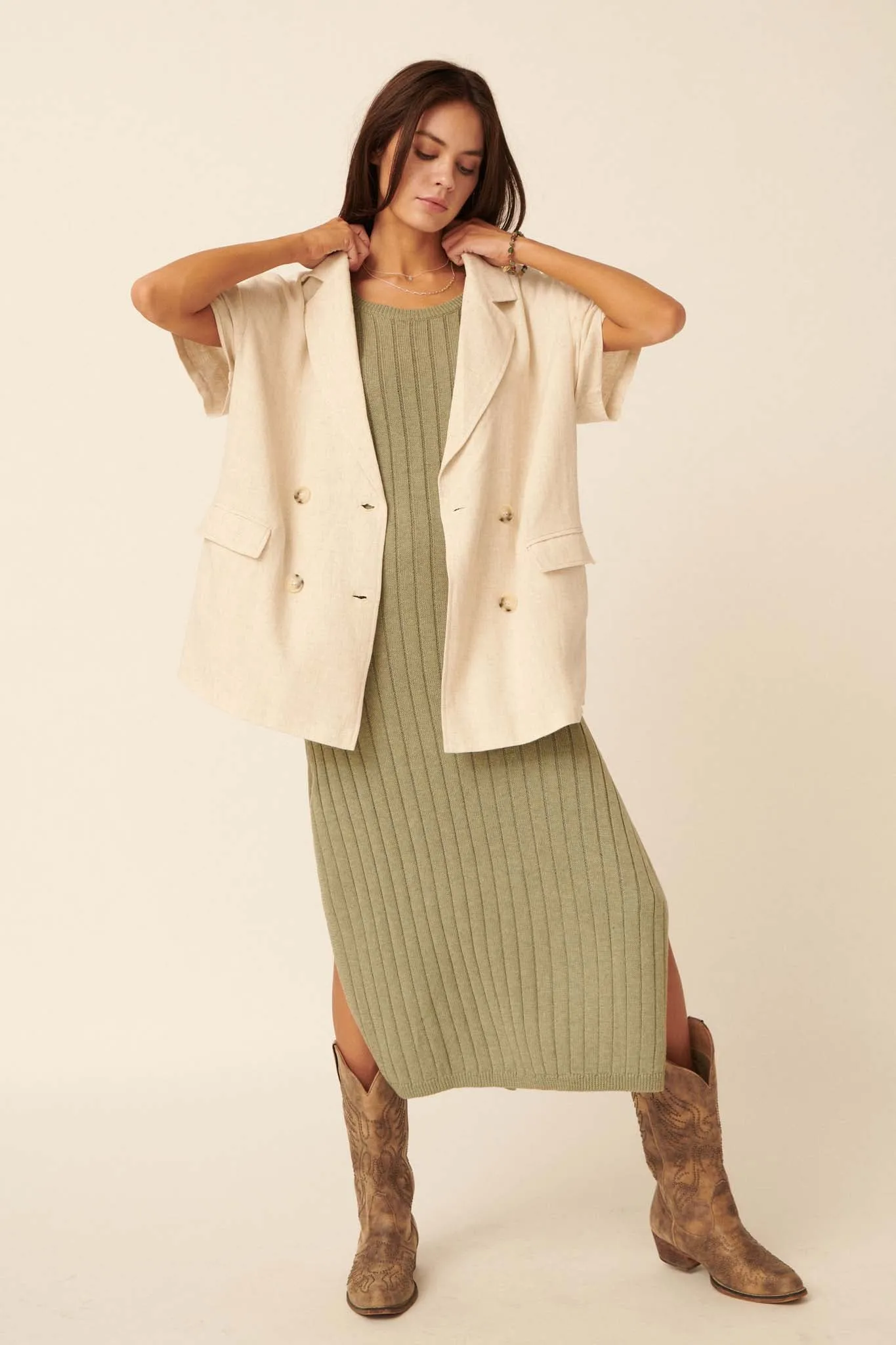 Right on Time Oversized Short-Sleeve Blazer