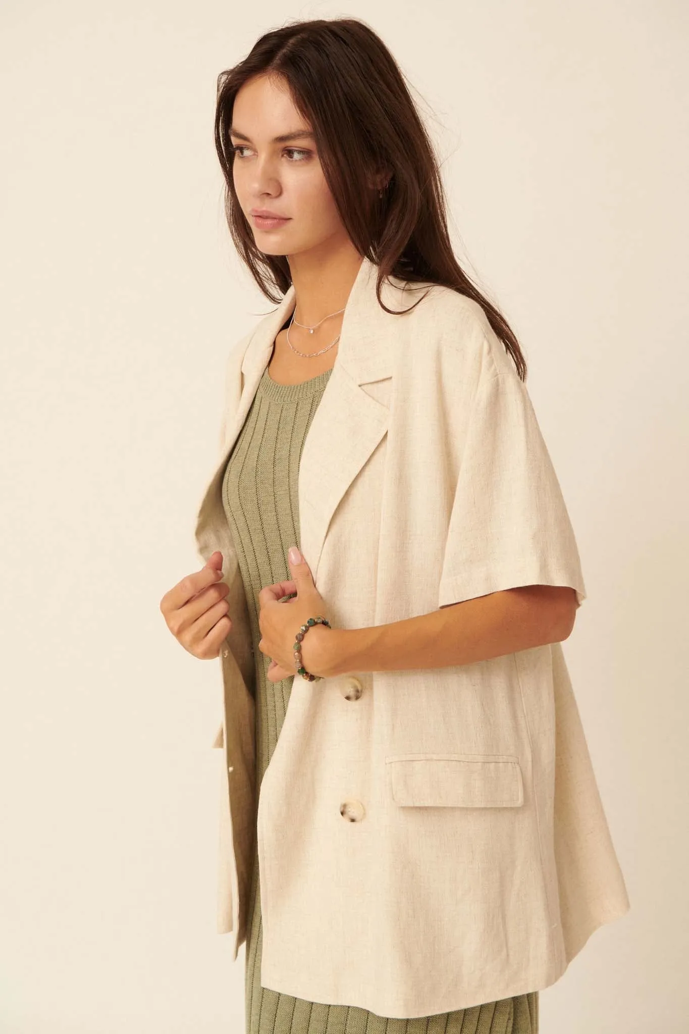 Right on Time Oversized Short-Sleeve Blazer