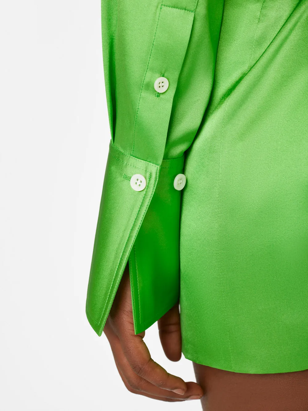 Strong Shoulder Mini Dress -- Bright Peridot