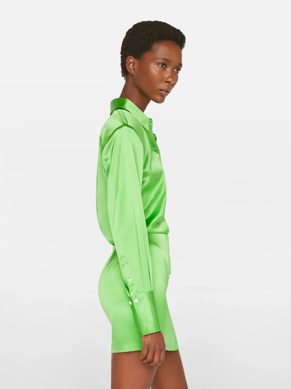 Strong Shoulder Mini Dress -- Bright Peridot