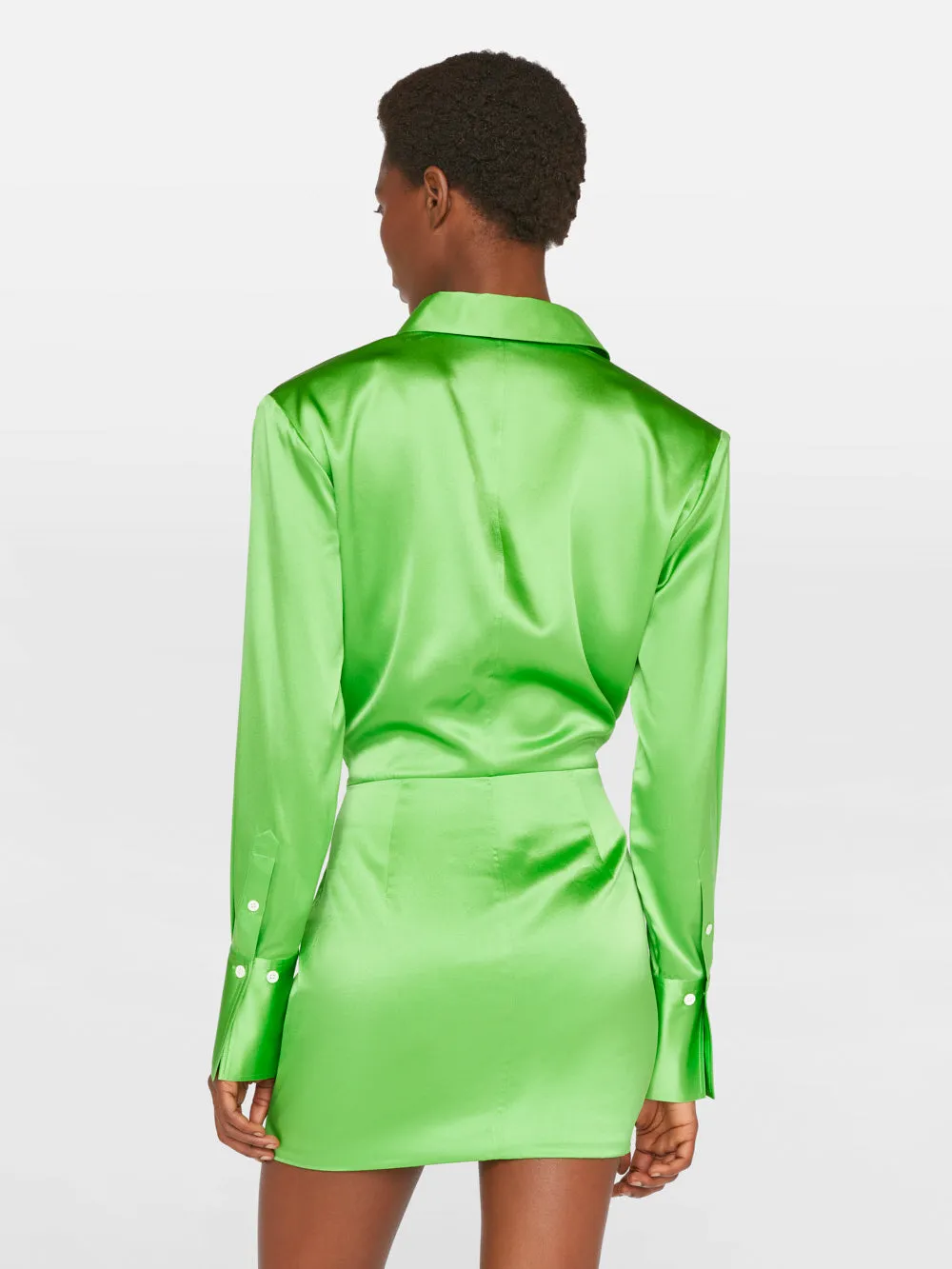 Strong Shoulder Mini Dress -- Bright Peridot