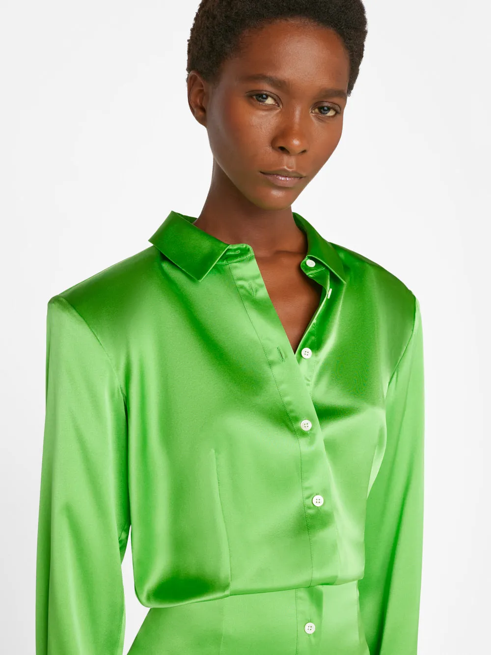 Strong Shoulder Mini Dress -- Bright Peridot