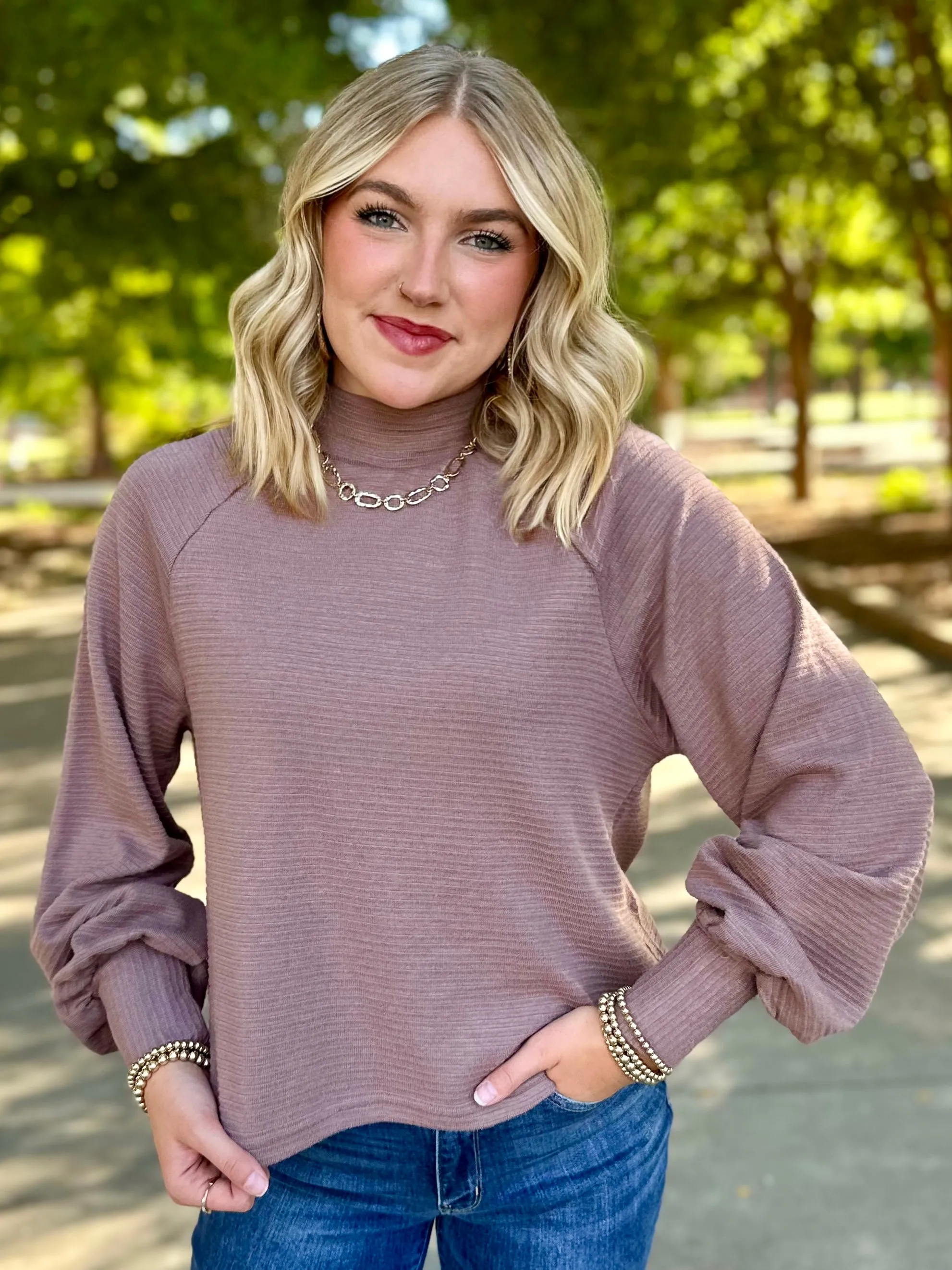 Sweet Truth Brown Ribbed Top