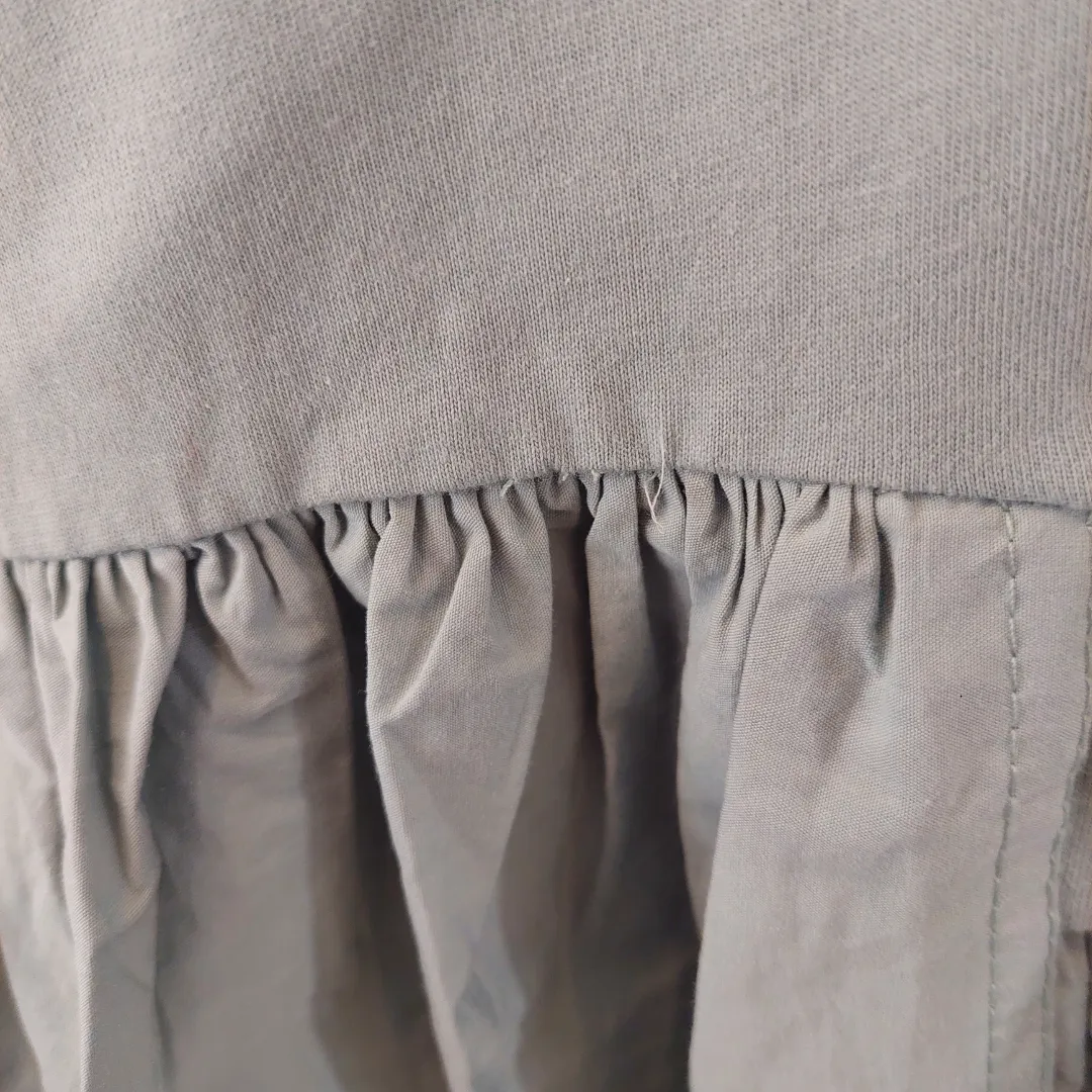ZARA Light Grey Frill Puffy Sleeves Top | Gently Used |